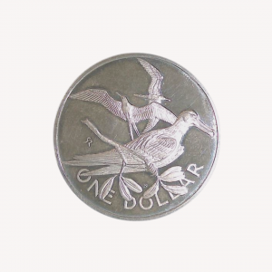 Moneda 1 dólar de las Islas Vírgenes Británicas 1973 Plata pájaros - Goldenart