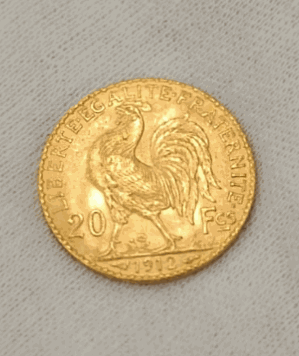 Moneda Oro 20 Francos Franceses 1912_ reverso/goldenart Moneda Oro 20 Francos Franceses 1912_ reverso/goldenart