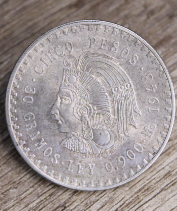 1 Moneda Plata 5 pesos mexicanos 1948_ reverso/GoldenArt