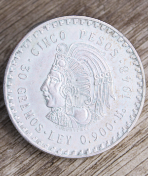 2 Moneda Plata 5 pesos mexicanos 1948_ reverso/GoldenArt