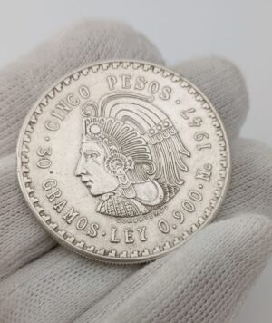 Moneda Plata 5 pesos mexicanos 1947/GoldenArt