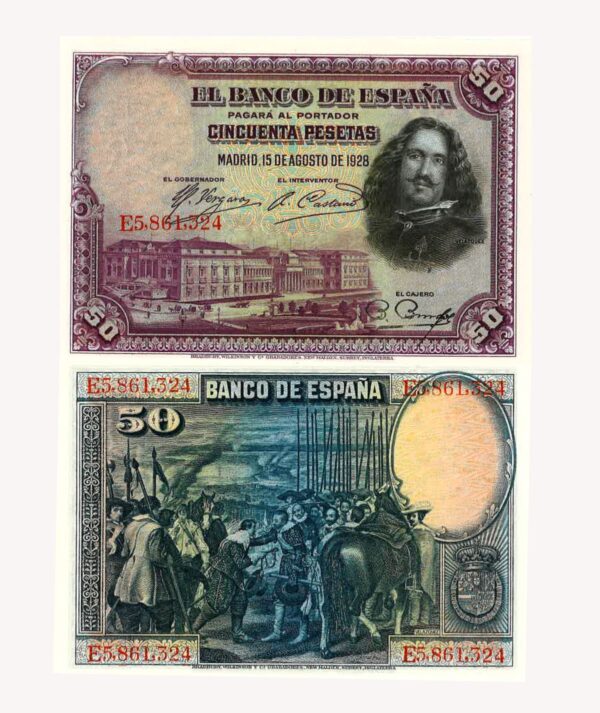 Billetes 50 Pesetas Madrid 15 Agosto 1928 Velázquez/ GoldenArt