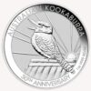 Visión frontal de la cruz de la moneda de plata 30 aniversario Kookaburra