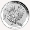 Perspectiva frontal de la cruz de la moneda de plata Kookaburra de 2019 de 1 onza