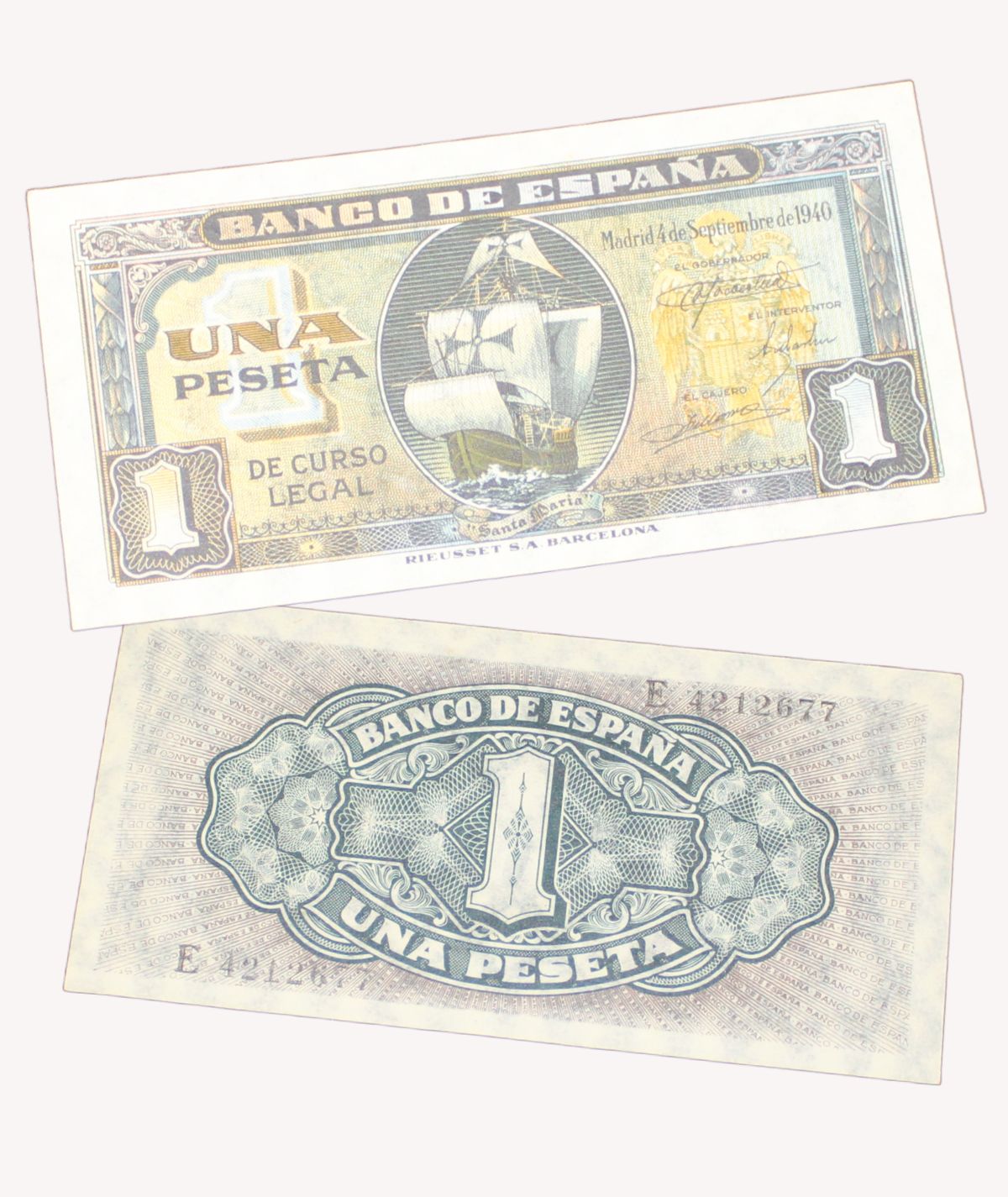 Billetes 1 Peseta 4 de Septiembre de 1940 Portada/ GoldenArt