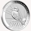 Visión lateral de la cruz de la moneda de plata 30 aniversario Kookaburra