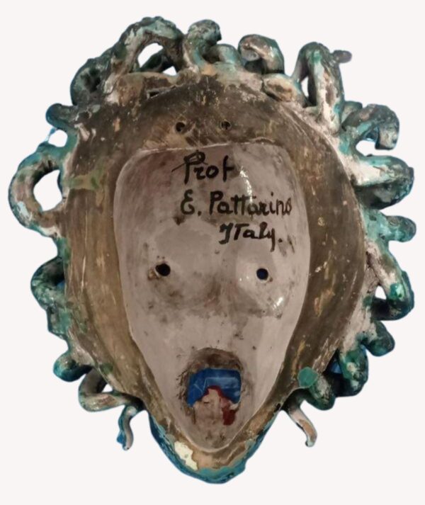 Máscara Medusa. Eugenio Pattarino. Loza esmaltada año 1950 Firma/ GoldenArt