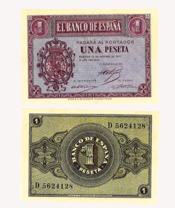 Billetes 1 Peseta 12 de Octubre de 1937 / GoldenArt