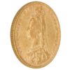 Perspectiva lateral de la cara de la moneda de oro Soberano Jubileo de la Reina Victoria de 1893
