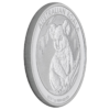 Perpectiva lateral de la cruz de la moneda de plata Koala de 2019 de 1 onza