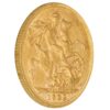Perspectiva semilateral de la cruz de la moneda de oro Soberano del rey Eduardo VII de 1902