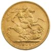 Perspetiva frontal de la cruz de la moneda de oro Soberano de Eduardo VII de 1905, acuñada por The Royal Mint