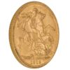 Perspectiva lateral de la cruz de la moneda de oro soberano de Jorge V de 1912