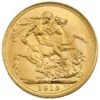 Perspectiva frontal de la cruz de la moneda de oro soberano de Jorge V de 1913