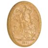 Perspectiva lateral de la cruz de la moneda de oro Soberano Jubileo de la Reina Victoria de 1891