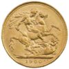 Perspectiva frontal de la cruz de la moneda de oro Soberano Victoria Anciana de 1900
