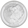 Perpectiva frontal de la cruz de la moneda de plata Koala de 2019 de 1 onza