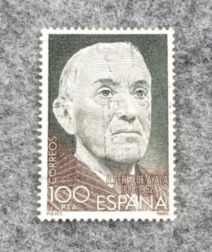 Sello De España 100 Pesetas – Escritor Pérez Ayala – 1980/ GoldenArt
