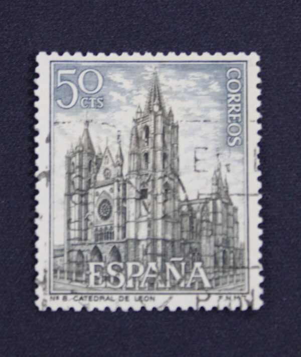 Sello de España Nº8 Catedral de León 50 cts/GoldenArt