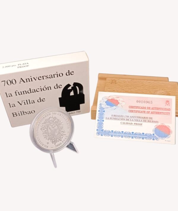 Moneda Plata 700 Aniversario de la Fundación de la Villa de Bilbao portada/GoldenArt