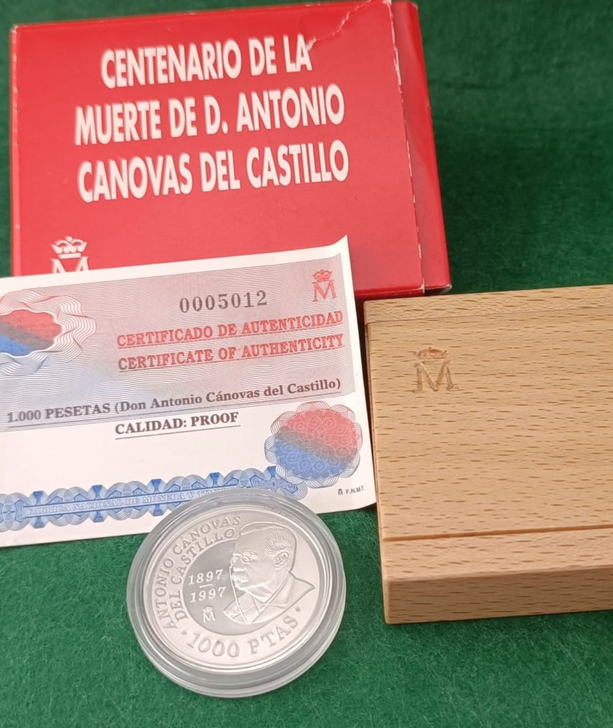 Moneda plata Centenario de la muerte de d. Antonio canovas del Castillo portada/GoldenArt
