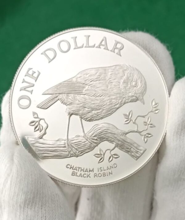 Moneda Plata Isla Chatham Black Robin 1984/ GoldenArt
