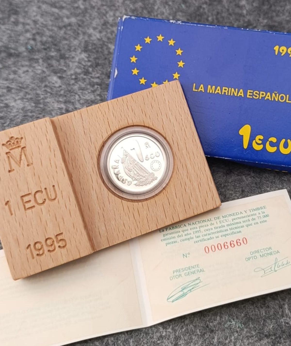 Moneda Plata 1 Ecu 1995 La Marina Española /GoldenArt