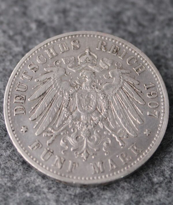 Moneda 5 Marcos Wilhelm II 1907_ reverso /GoldenArt