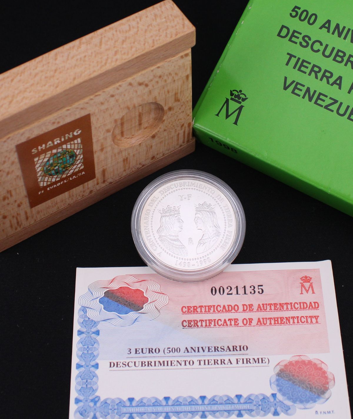 Moneda Plata 500 Aniversario Descubrimiento Tierra Firme 1498 - 1998_ GoldenArt