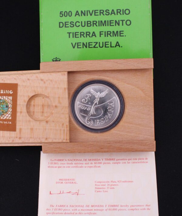 Moneda Plata 500 Aniversario Descubrimiento Tierra Firme 1498 - 1998/GoldenArt