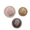 Cara del lote de 3 Monedas Numismáticas de Prueba de 1975 de Juan Carlos I de 1, 5 y 25 pesetas