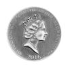 Cara de la moneda Daniel en el Foso de los Leones, con el rostro de la reina Isabel II y las especificaciones del bullion
