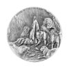 Cruz de la moneda Daniel en el Foso de los Leones, con un diseño fabuloso de la Scottsdale Mint que presenta al protagonista rodeado de leones