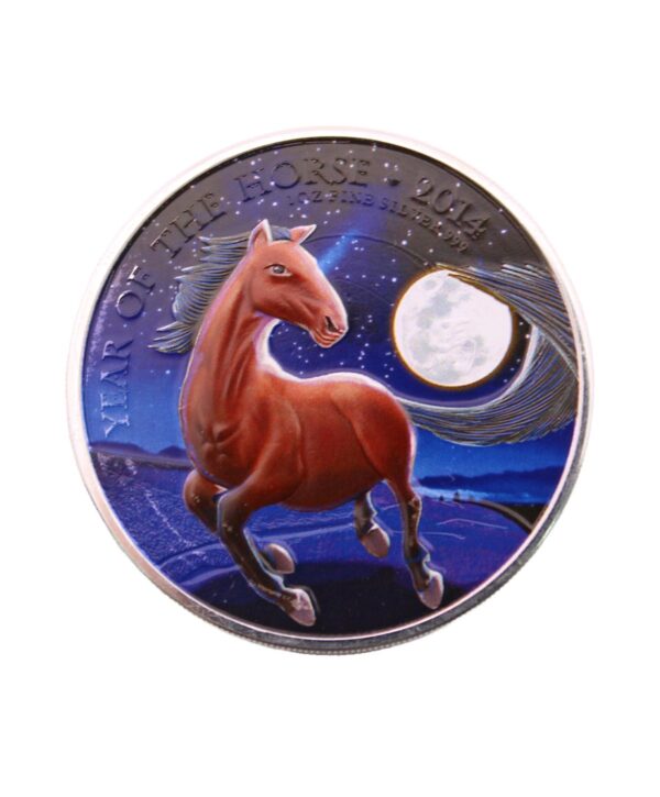 Monedas de plata policromadas Año Lunar del Caballo de 2014, edición Noche
