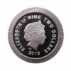 Perspectiva frontal de la cara de la moneda de plata Búho Ateniense de 2018, con el rostro de la reina Isabel II