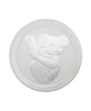 Perspectiva frontal de la cruz de la moneda de plata de 1kg de 2022 Koala