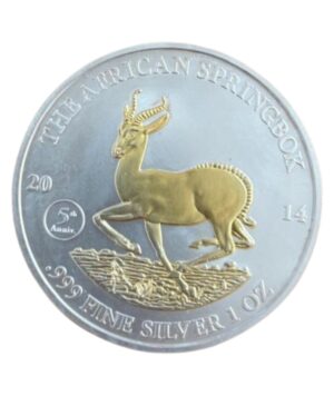 Moneda Plata African Springbok 2014 de 1 onza_ Reverso/GoldenArt