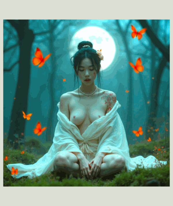 Cuadro díptico de Hiroshi Ms Butterfly 4 /GoldenArt