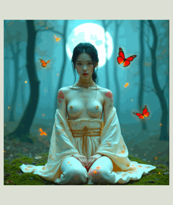 Cuadro díptico de Hiroshi Ms Butterfly 4/GoldenArt