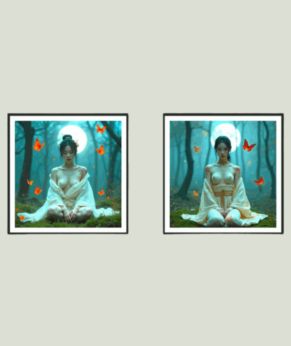 Cuadro díptico de Hiroshi Ms Butterfly 4 portad/GoldenArt