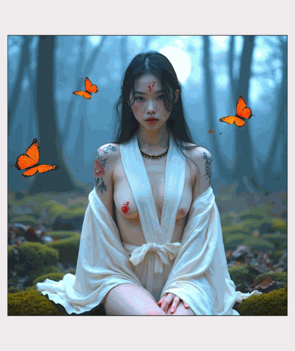 Cuadro díptico de Hiroshi Ms Butterfly/GoldenArt Cuadro díptico de Hiroshi Ms Butterfly/GoldenArt