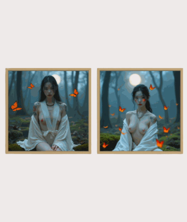 Cuadro díptico de Hiroshi Ms Butterfly portada/GoldenArt Cuadro díptico de Hiroshi Ms Butterfly portada/GoldenArt