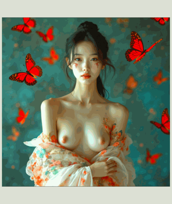 Cuadro díptico de Hiroshi Ms Butterfly/GoldenArt