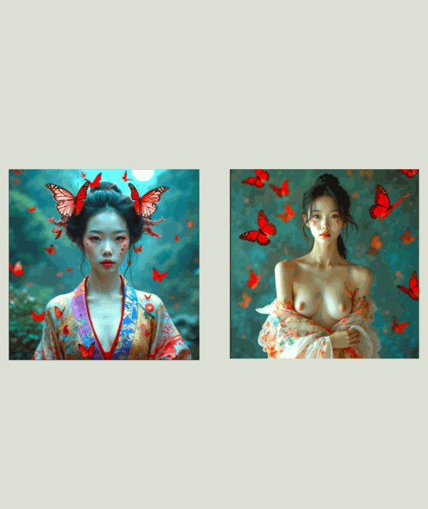 Cuadro díptico de Hiroshi Ms Butterfly_ portada/GoldenArt