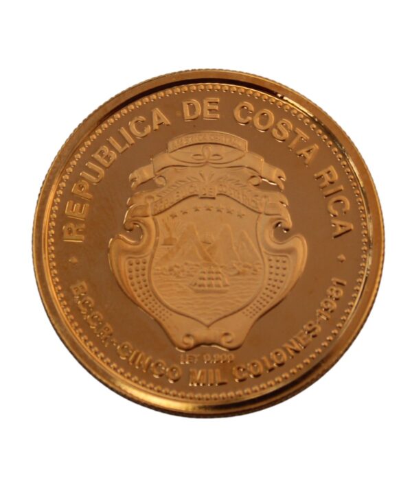 Moneda Oro Bicentenario de la Fundación de la Ciudad de Alajuela 1982 Anverso/GoldenArt