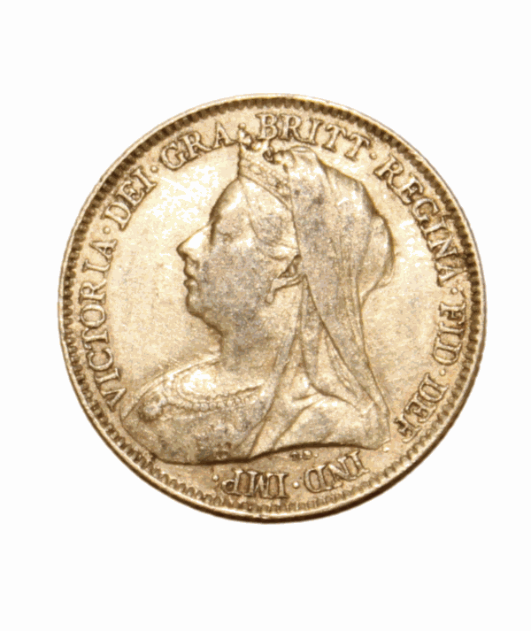 Moneda oro Medio Soberano Victoria Anciana de 1897_anverso/Goldenart Moneda oro Medio Soberano Victoria Anciana de 1897_anverso/Goldenart