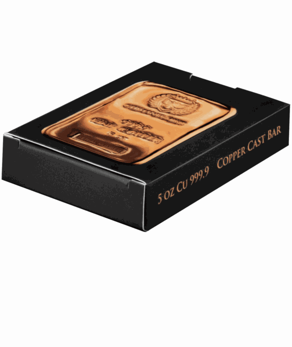 Lingote Germania Mint Cobre 5 oz caja /Goldenart Lingote Germania Mint Cobre 5 oz