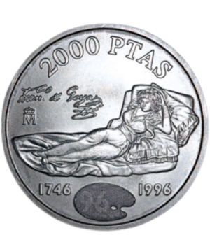 Moneda Plata 250º aniversario del nacimiento de francisco Goya anverso/GoldenArt Moneda Plata 250º aniversario del nacimiento de francisco Goya anverso/GoldenArt