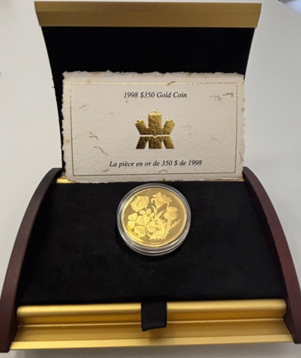Moneda 350 dólares Canadá 1998 portada/GoldenArt Moneda 350 dólares Canadá 1998 portada/GoldenArt