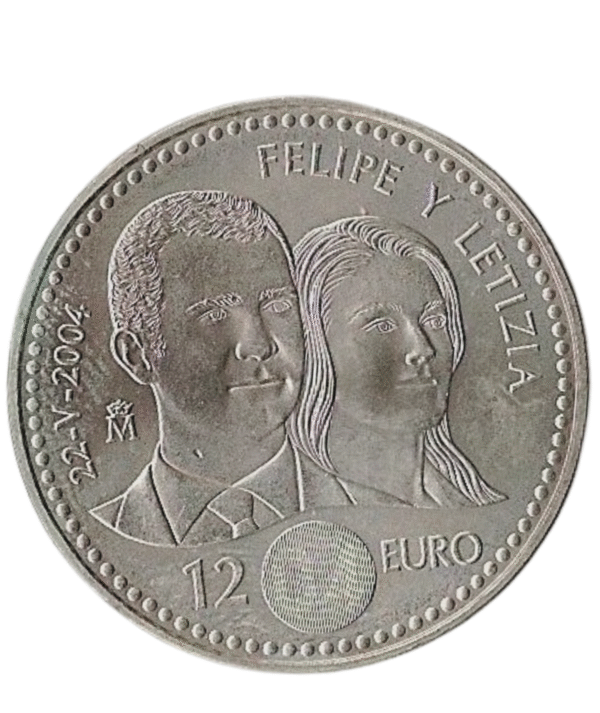Moneda Plata Felipe y Letizia 2004 anverso/GoldenArt